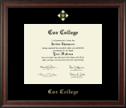 Cox College diploma frame - Gold Embossed Diploma Frame in Studio