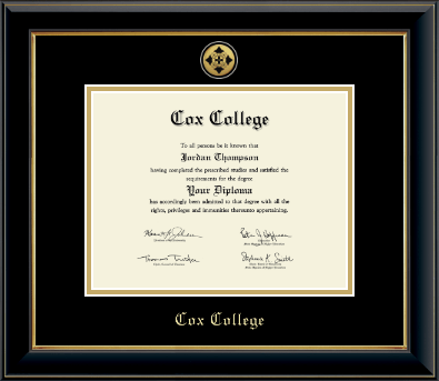 Cox College diploma frame - Gold Engraved Medallion Diploma Frame in Onyx Gold