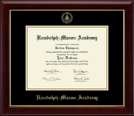 Randolph-Macon Academy Gold Embossed Diploma Frame in Gallery
