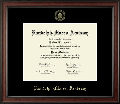 Randolph-Macon Academy diploma frame - Gold Embossed Diploma Frame in Studio