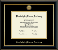 Randolph-Macon Academy diploma frame - Gold Engraved Medallion Diploma Frame in Onyx Gold