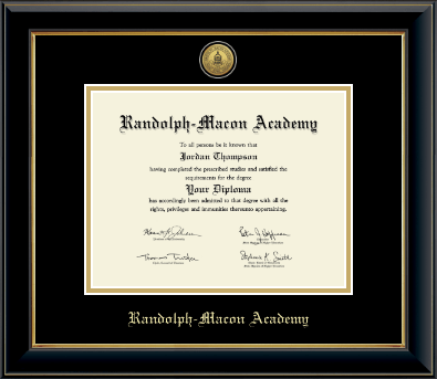 Randolph-Macon Academy diploma frame - Gold Engraved Medallion Diploma Frame in Onyx Gold