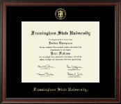 Framingham State University  Gold Embossed Diploma Frame in Studio
