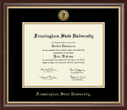 Framingham State University  Gold Engraved Medallion Diploma Frame in Hampshire