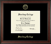 Sterling College Gold Embossed Diploma Frame in Studio