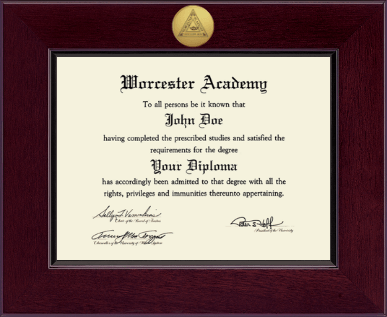 Worcester Academy diploma frame - Century Gold Engraved Certificate Frame in Cordova