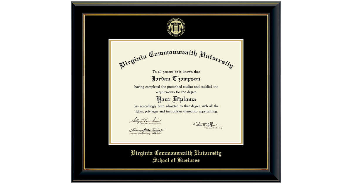 Gold Embossed Diploma Frame in Onyx Gold Virginia Commonwealth