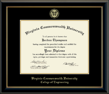 Virginia Commonwealth University diploma frame - Gold Embossed Diploma Frame in Onyx Gold