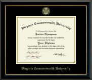 Virginia Commonwealth University Gold Embossed Diploma Frame in Onyx Gold