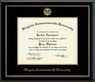 Virginia Commonwealth University diploma frame - Gold Embossed Diploma Frame in Onyx Gold