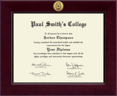Paul Smith's College diploma frame - Century Gold Engraved Diploma Frame in Cordova