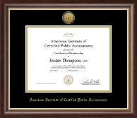 American Institute of Certified Public Accountants Gold Engraved Medallion Certificate Frame in Hampshire