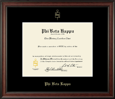 Phi Beta Kappa Honor Society certificate frame - Single Matted Embossed Frame in Studio