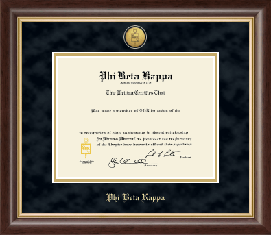 Phi Beta Kappa Honor Society certificate frame - Deluxe Suede Medallion Frame in Hampshire