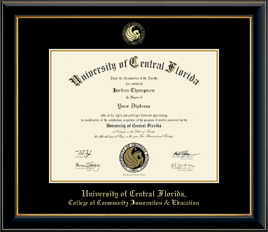 University of Central Florida diploma frame - Gold Embossed Diploma Frame in Onyx Gold