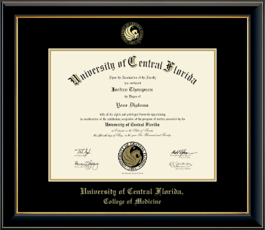 University of Central Florida diploma frame - Gold Embossed Diploma Frame in Onyx Gold