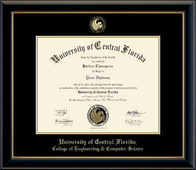 University of Central Florida diploma frame - Gold Embossed Diploma Frame in Onyx Gold