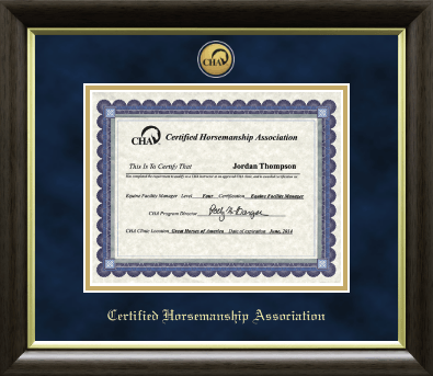 Certified Horsemanship Association certificate frame - Gold Engraved Medallion Certificate Frame in Hampshire