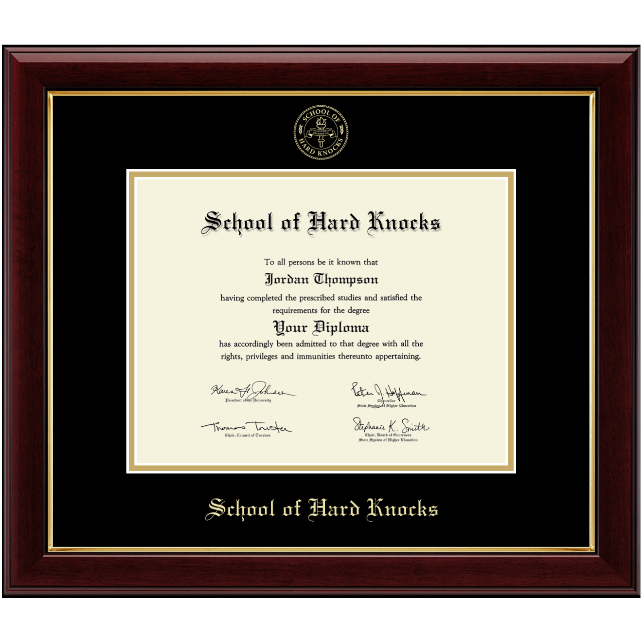 Gold Embossed Diploma Frame in Gallery School of Hard Knocks Item