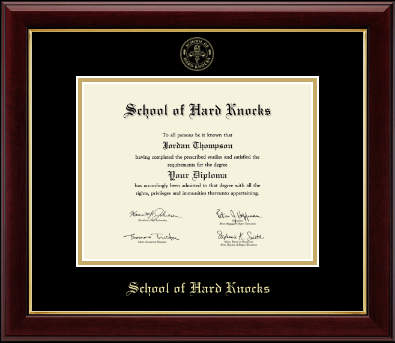 School of Hard Knocks diploma frame - Gold Embossed Diploma Frame in Gallery