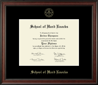 School of Hard Knocks diploma frame - Gold Embossed Diploma Frame in Studio