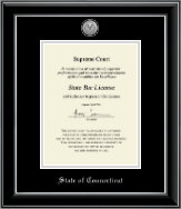 State of Connecticut Silver Engraved Medallion Certificate Frame in Onyx Silver
