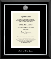 State of New York Silver Engraved Medallion Certificate Frame in Onyx Silver