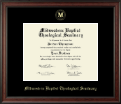 Midwestern Baptist Theological Seminary Gold Embossed Diploma Frame in Studio