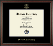 Widener University Gold Embossed Diploma Frame in Studio