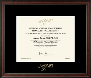 American Academy of Orthopaedic Manual Physical Therapists certificate frame - Gold Embossed Certificate Frame in Studio