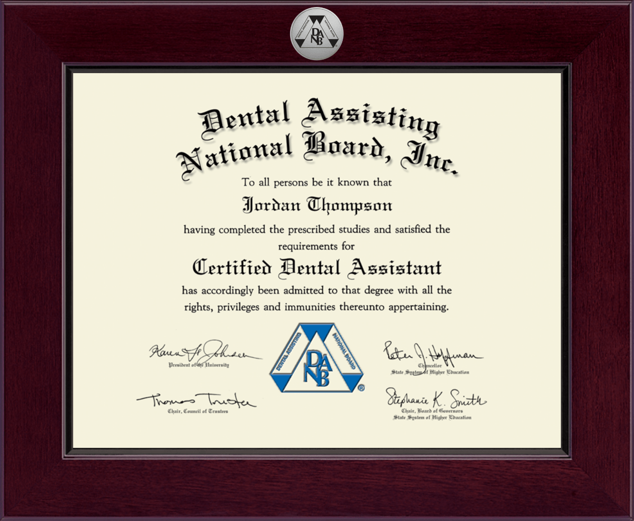 Dental Assisting National Board, Inc. Century Silver Engraved