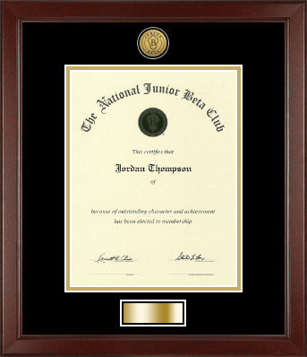 The National Junior Beta Club certificate frame - Gold Engraved Medallion Certificate Frame in Sierra