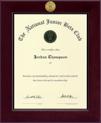 The National Junior Beta Club certificate frame - Century Gold Engraved Certificate Frame in Cordova