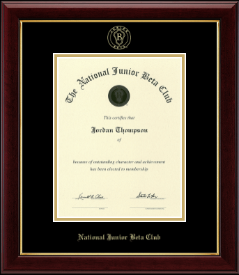 The National Junior Beta Club certificate frame - Gold Embossed Certificate Frame in Gallery