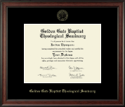 Golden Gate Baptist Theological Seminary Gold Embossed Diploma Frame in Studio