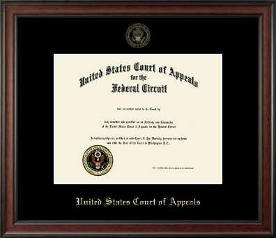 The United States Court of Appeals certificate frame - Gold Embossed Certificate Frame in Studio