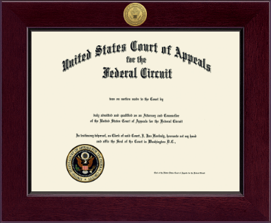 The United States Court of Appeals certificate frame - Century Gold Engraved Certificate Frame in Cordova