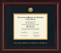 University of Medicine and Dentistry of New Jersey Presidential Gold Engraved Diploma Frame in Premier