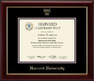 Harvard University Gold Embossed Certificate Frame in Gallery