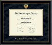 University of Chicago Gold Engraved Medallion Certificate Frame in Onyx Gold