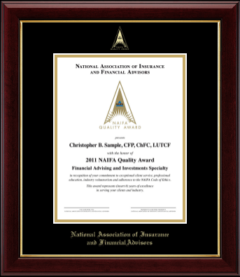 National Association of Insurance and Financial Advisors certificate frame - Gold Embossed Certificate Frame in Gallery