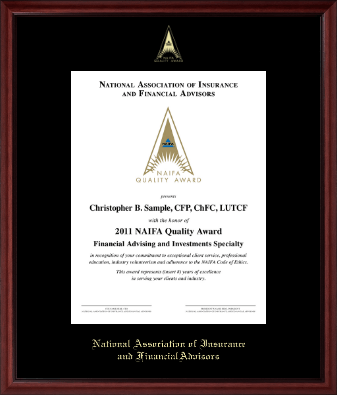 National Association of Insurance and Financial Advisors certificate frame - Gold Embossed Certificate Frame in Camby