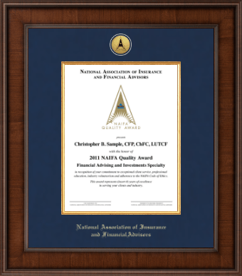 National Association of Insurance and Financial Advisors certificate frame - Presidential Gold Engraved Certificate Frame in Madison