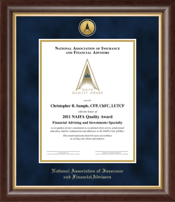 National Association of Insurance and Financial Advisors certificate frame - Gold Engraved Medallion Certificate Frame in Hampshire