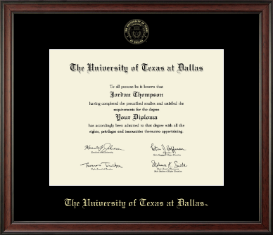 The University of Texas at Dallas diploma frame - Gold Embossed Diploma Frame in Studio