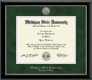 Michigan State University diploma frame - Silver Engraved Medallion Diploma Frame in Onyx Silver