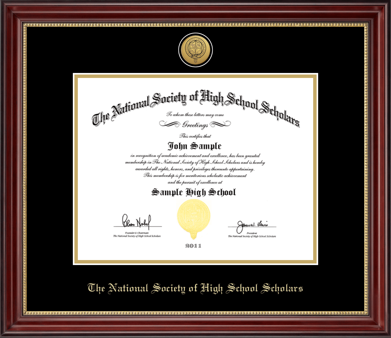 The National Society of High School Scholars Gold Engraved Medallion