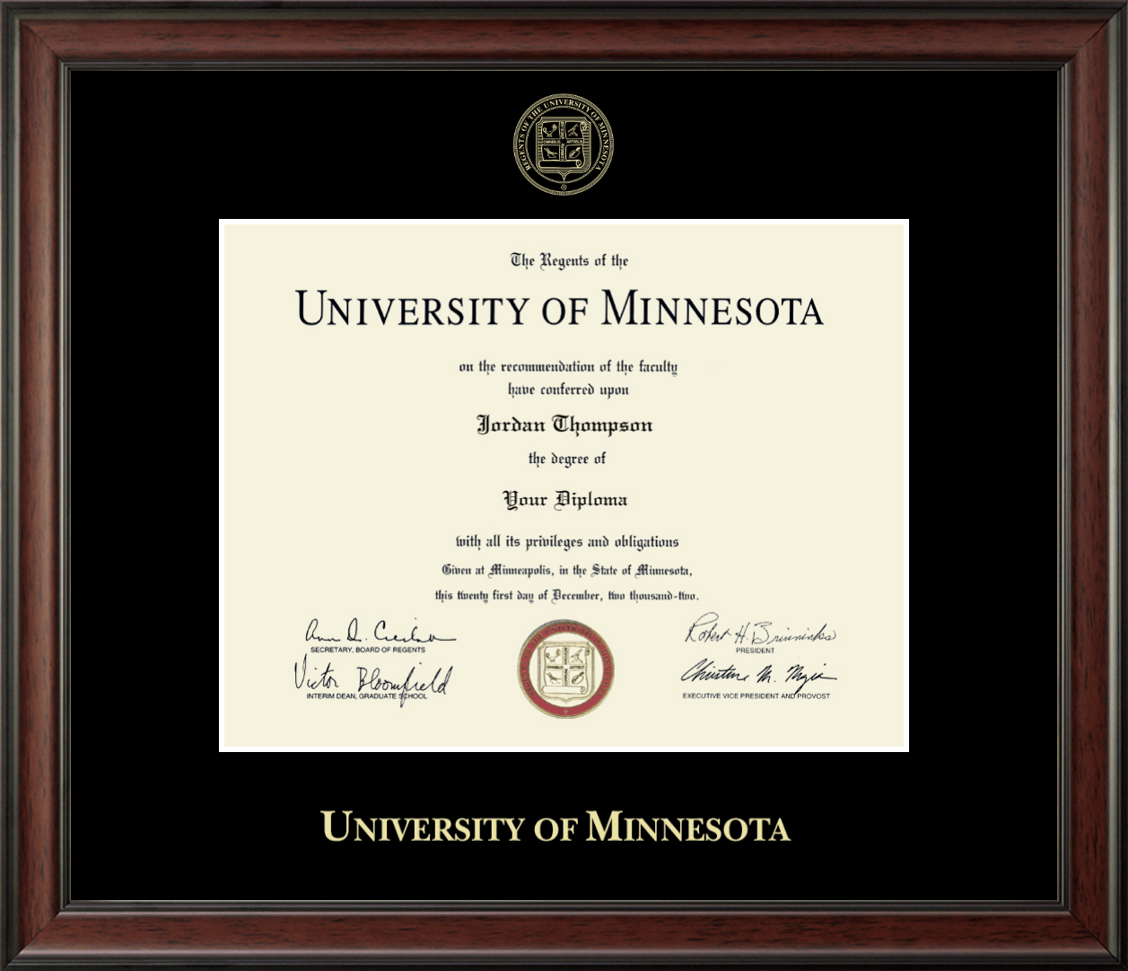 Campus Images University of Minnesota Gold Embossed Diploma Frame 