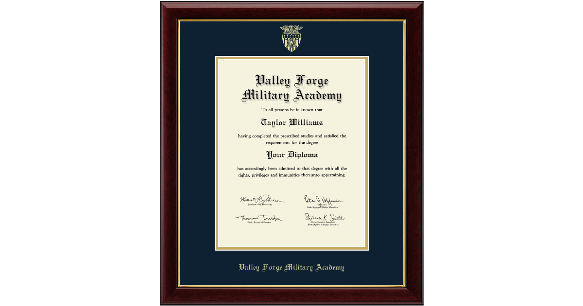 Gold Embossed Diploma Frame in Gallery Valley Military Academy Item 220581 from VFMA