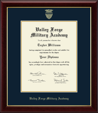 Valley Forge Military Academy diploma frame - Gold Embossed Diploma Frame in Gallery